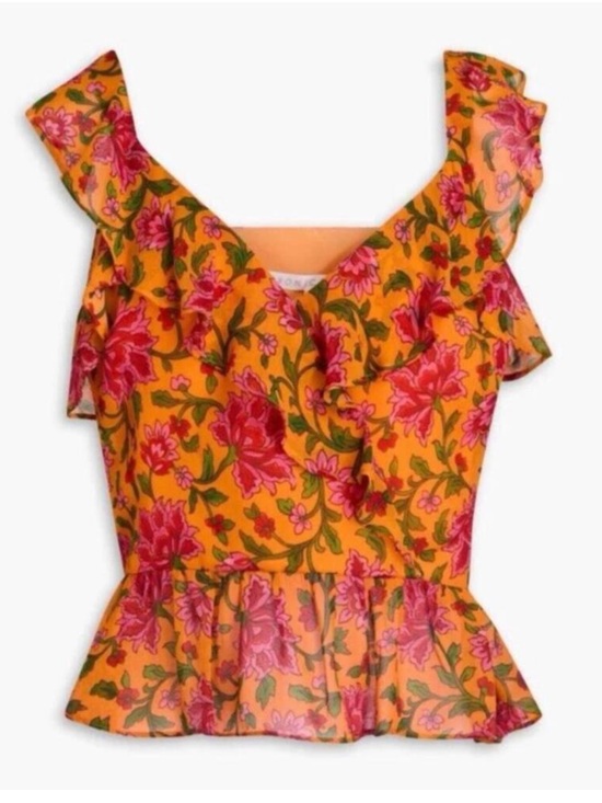 Veronica Beard Tops - Veronica Beard Randa Top Silk Ruffle Peplum Floral Size 0 NWT